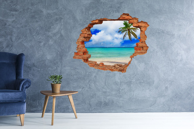 Hole in the wall decal Tropical beach with a palm tree