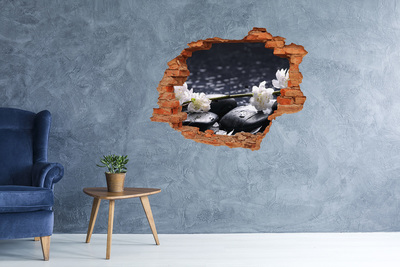 Hole in the wall decal Flowers on stones