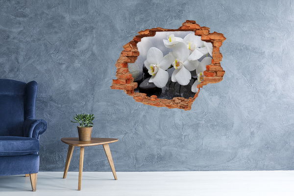 Hole in the wall decal Orchids in concrete
