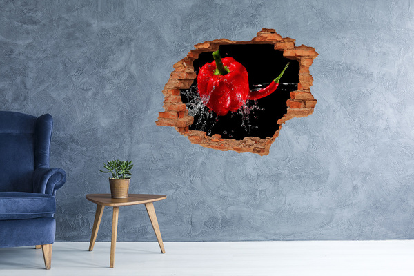 Hole wall sticker Red pepper in action