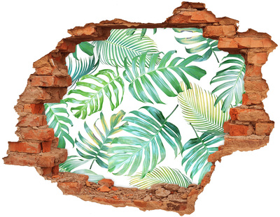 3D wall hole Tropical leaves