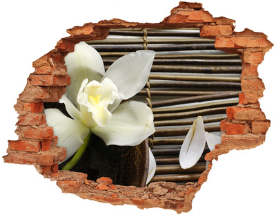 Hole wall sticker A floral oasis among the stones