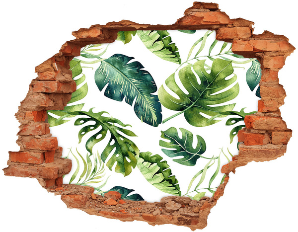 3D wall hole Tropical leaves