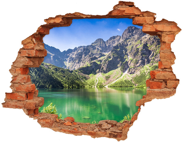 Hole wall sticker Mountain landscape by the lake