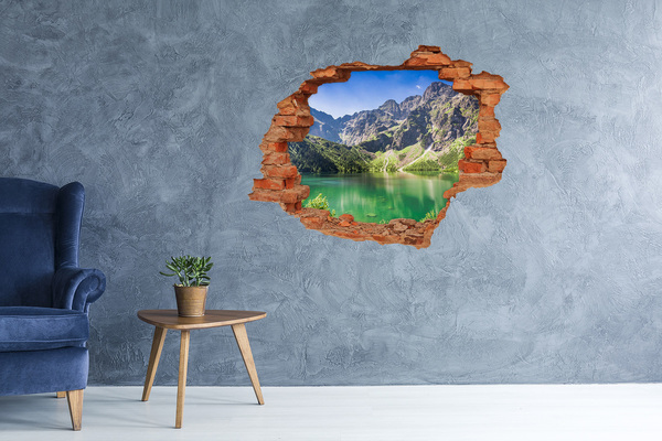 Hole wall sticker Mountain landscape by the lake