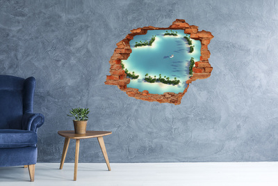 Hole wall sticker A tropical oasis with a sea view