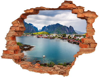 Hole wall sticker A picturesque bay in Norway