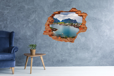 Hole wall sticker A picturesque bay in Norway