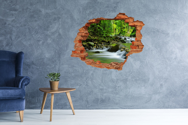 Hole wall sticker Waterfall in the tropical forest