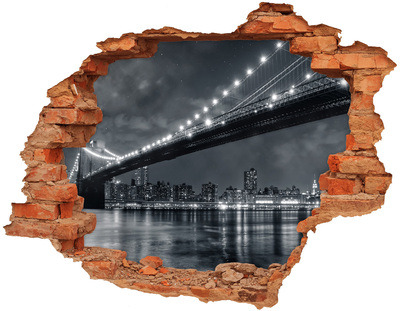Hole wall sticker Brooklyn Bridge at night