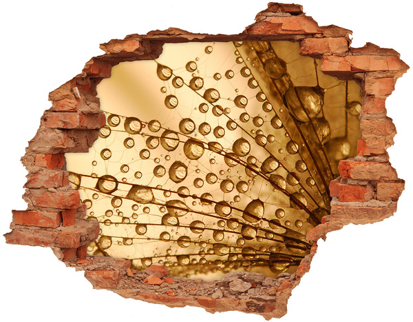 Hole wall sticker A golden drop on the concrete background