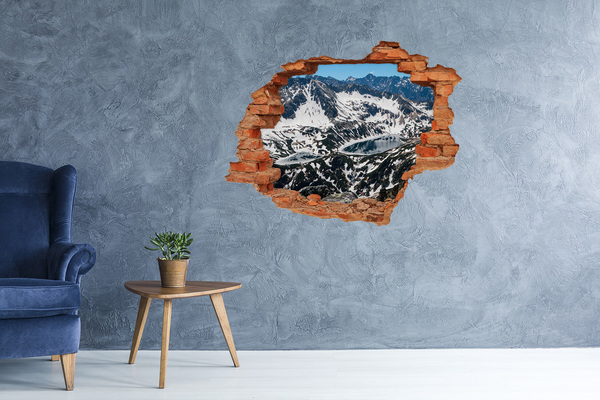 Hole in the wall sticker Mountain Lake in the Alps