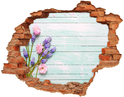 Hole in the wall decal Floral view through the wall