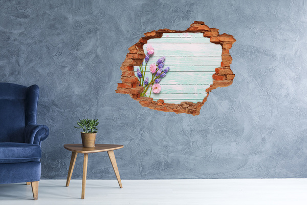 Hole in the wall decal Floral view through the wall