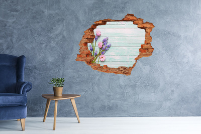Hole in the wall decal Floral view through the wall