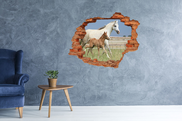 Hole in the wall sticker Horses in the meadow