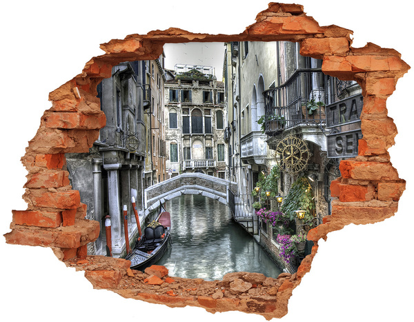 Hole in the wall decal Venice in a shot with a canal