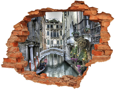 Hole in the wall decal Venice in a shot with a canal