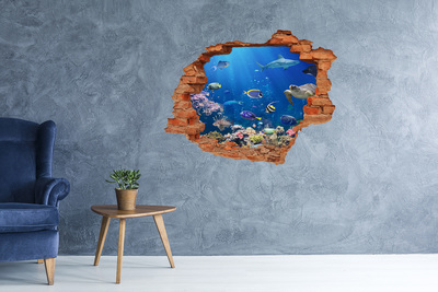 Hole in the wall sticker An underwater world full of fish