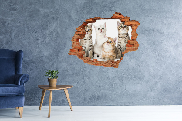 Hole in the wall decal Small cats sticker