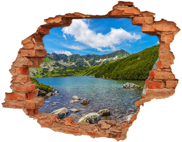 Hole in the wall sticker A mountain lake surrounded by greenery