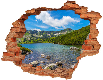 Hole in the wall sticker A mountain lake surrounded by greenery