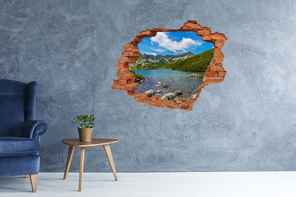Hole in the wall sticker A mountain lake surrounded by greenery