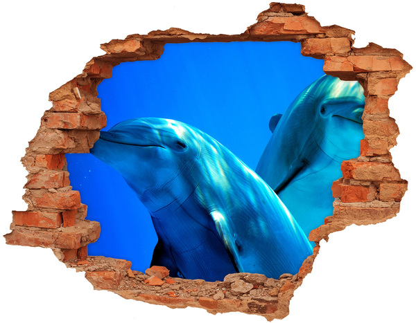 Hole in the wall sticker Dolphins in the ocean