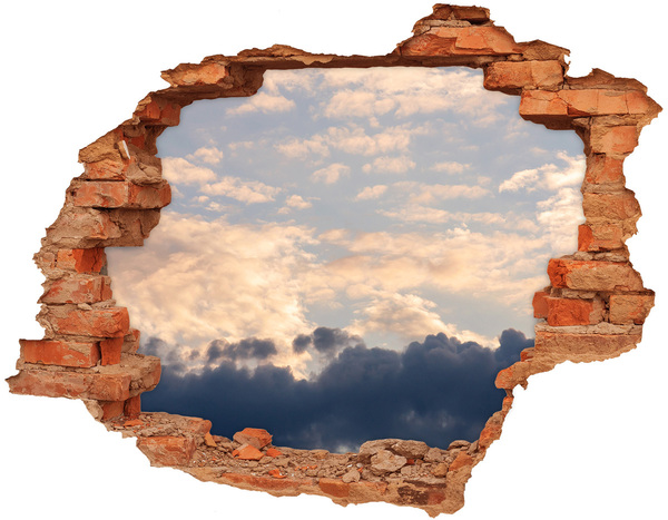 3D wall hole wallpaper Sky in the clouds
