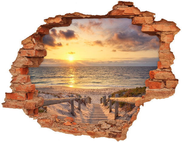 Hole in the wall decal Sunset over the beach