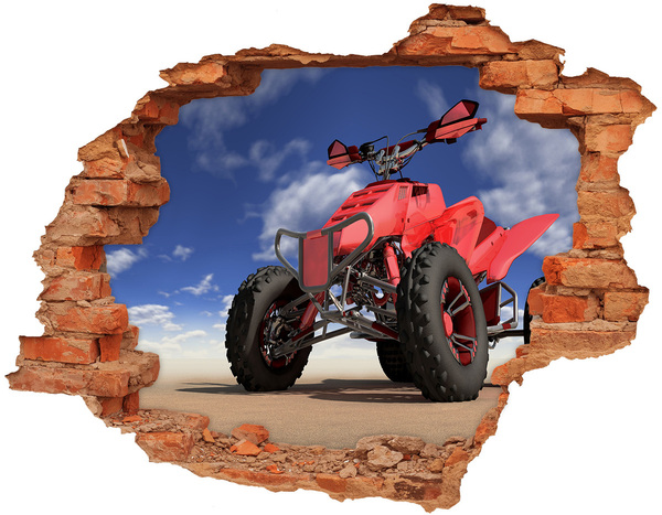 Hole wall sticker Red quad in a desert landscape