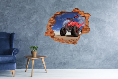 Hole wall sticker Red quad in a desert landscape