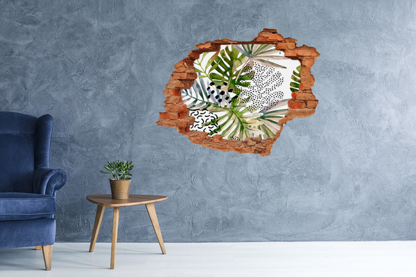 Hole in the wall sticker Tropical leaves