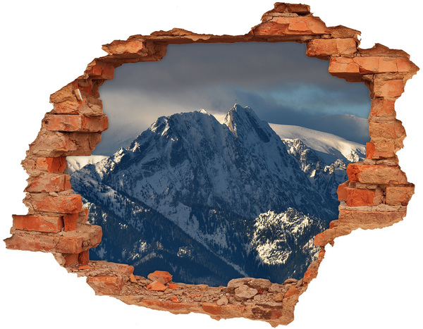Hole in the wall decal Mountains in winter scenery