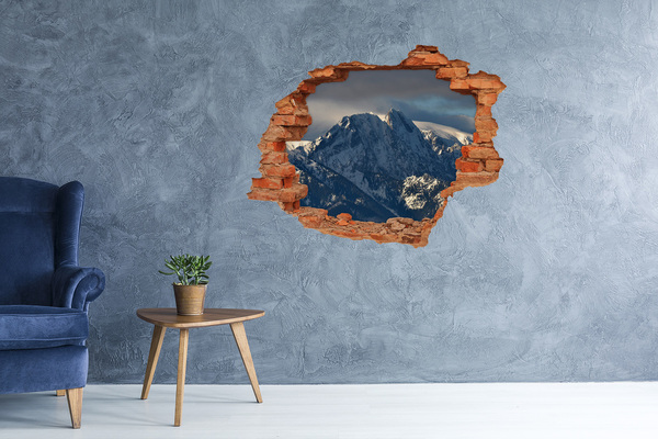Hole in the wall decal Mountains in winter scenery