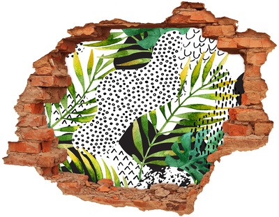 Hole in the wall sticker Tropical leaves