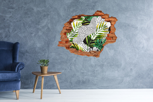 Hole in the wall sticker Tropical leaves