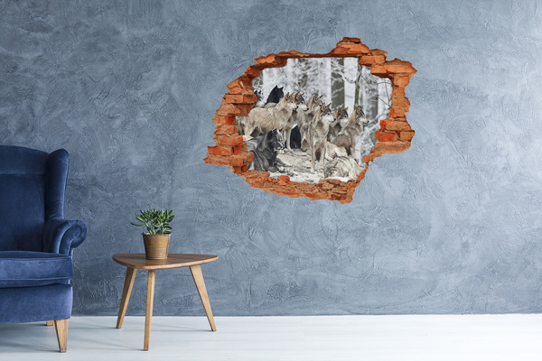 Hole wall sticker Wolves in their natural habitat