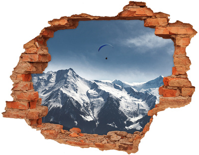 Hole wall sticker Mountain landscape with a paraglider