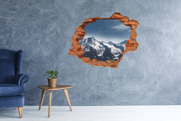 Hole wall sticker Mountain landscape with a paraglider