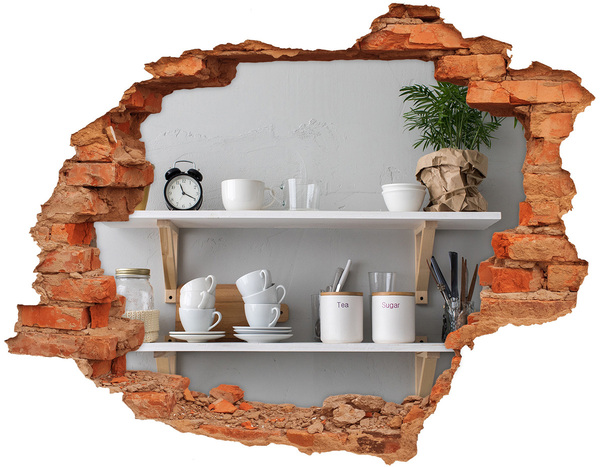 Hole wall sticker Decorations on the shelf