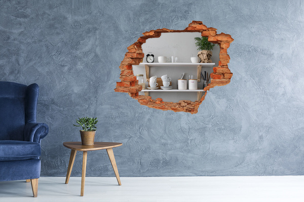 Hole wall sticker Decorations on the shelf