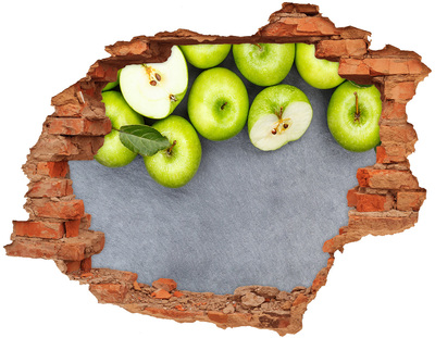3D wall hole Green apples in concrete