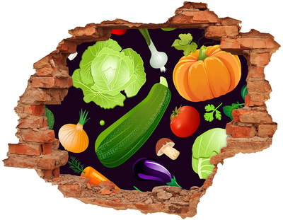 3D wall hole Fruit and Vegetables in a Hole in the Wall