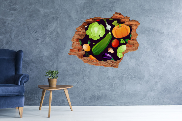 3D wall hole Fruit and Vegetables in a Hole in the Wall