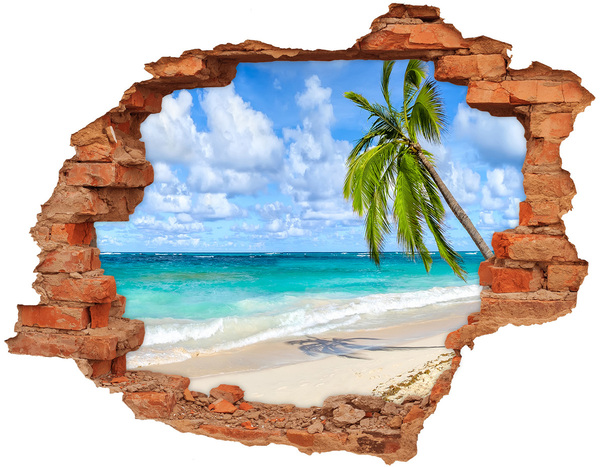Hole wall sticker Caribbean Beach Through a Hole in the Wall