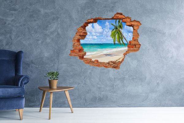 Hole wall sticker Caribbean Beach Through a Hole in the Wall