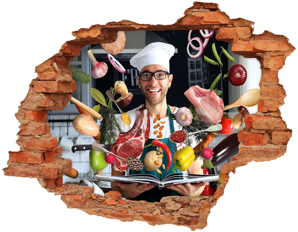 3D wall hole wallpaper Kitchen madness