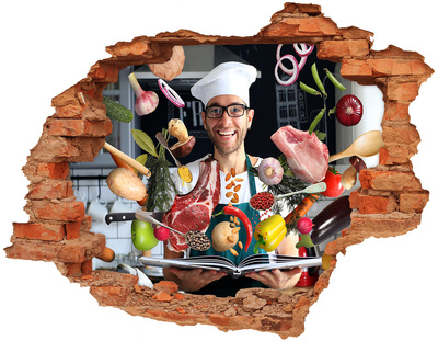 3D wall hole wallpaper Kitchen madness