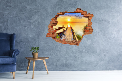 Hole wall sticker Sunset over the lake